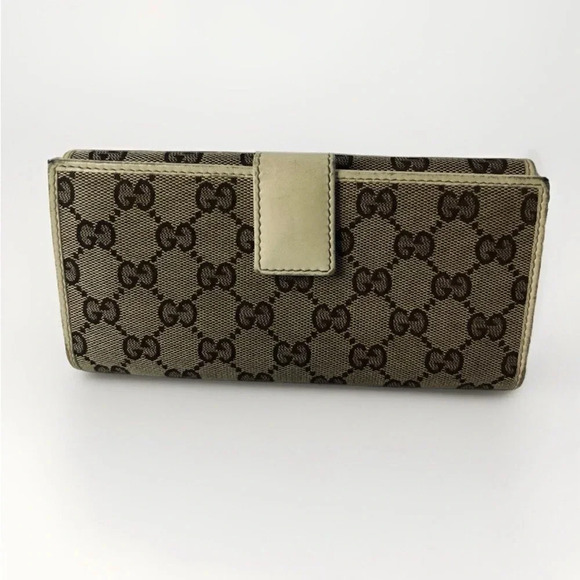 Authentic Gucci GG Long Wallet Beige White Gold Canvas Leather Monogram GUCCI - Picture 5 of 17